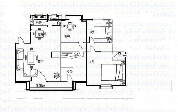 富湘园小区6室3厅3卫259㎡户型图