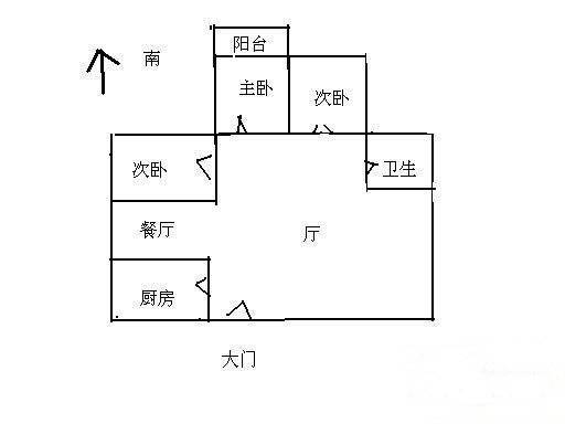 长铁高层3室2厅1卫78㎡户型图