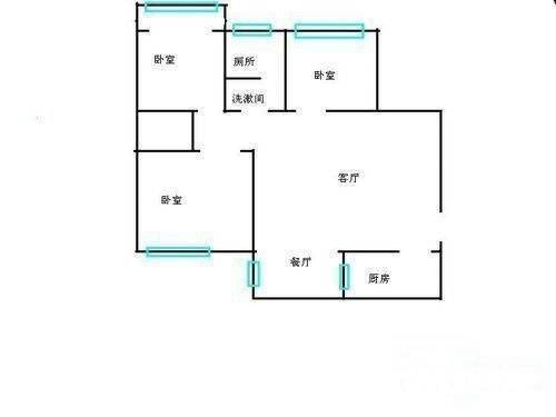 长铁高层3室2厅1卫78㎡户型图