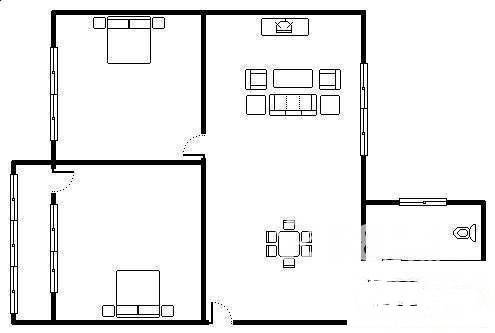 湖橡社区2室2厅1卫70㎡户型图