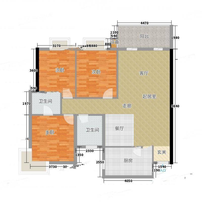 东方名都百草园3室0厅0卫121㎡户型图