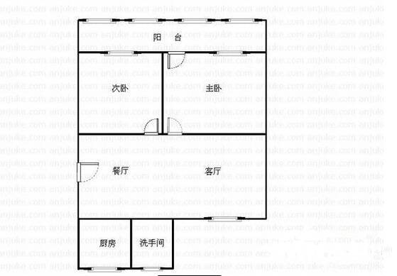 湖南省体育局单位宿舍2室2厅1卫86㎡户型图