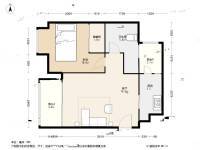 珠江花城四期1室1厅1卫58.7㎡户型图