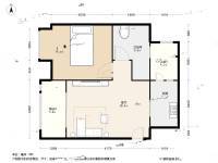 珠江花城四期1室1厅1卫58㎡户型图