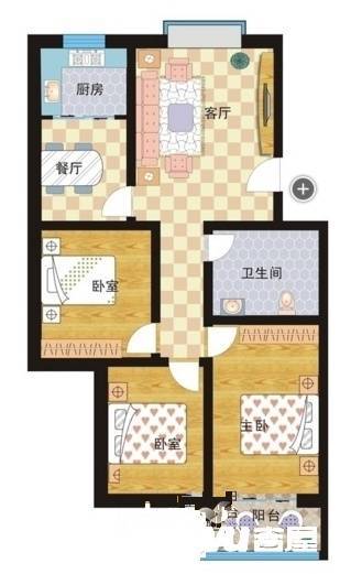 生态花园3室2厅1卫109.5㎡户型图