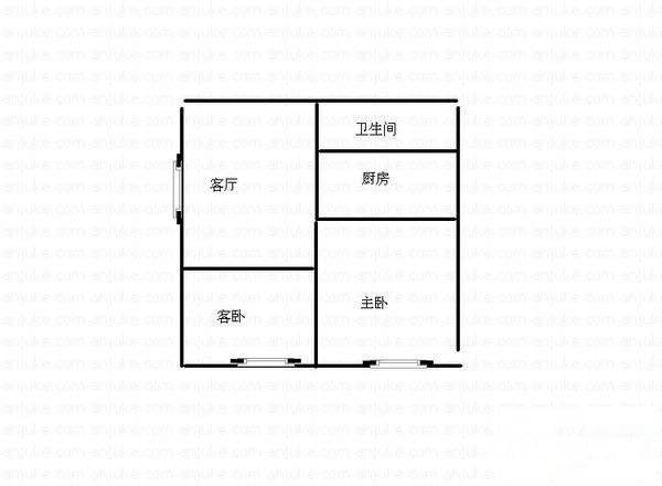 赞成林风和风苑2室1厅1卫88㎡户型图