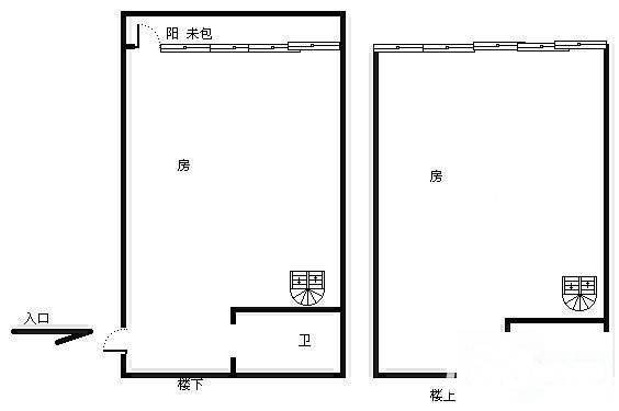 创佳MOHO尚筑2室2厅2卫50㎡户型图