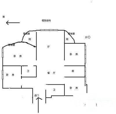 郡亭公寓4室2厅2卫172㎡户型图