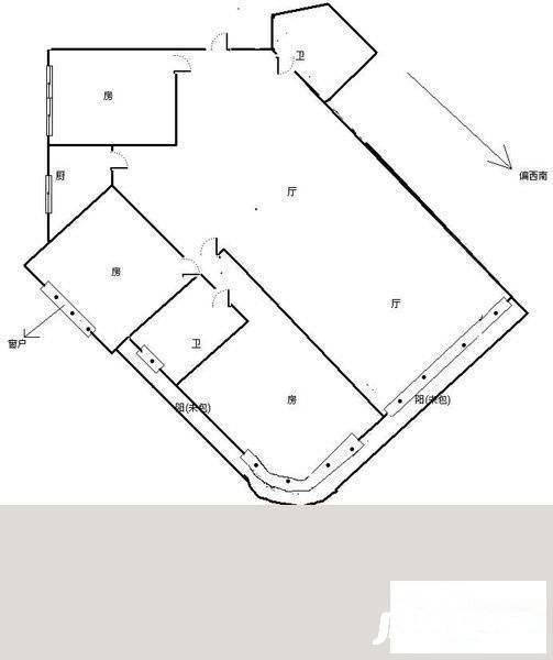 郡亭公寓3室2厅2卫164㎡户型图