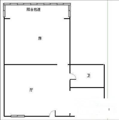 老浙大直路小区1室1厅1卫37㎡户型图