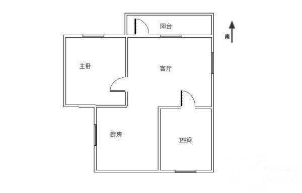 老浙大直路小区1室1厅1卫37㎡户型图