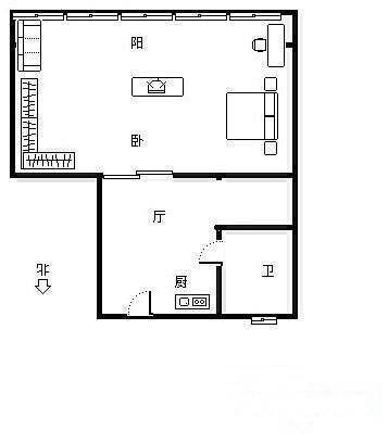 南班巷2室1厅1卫60㎡户型图