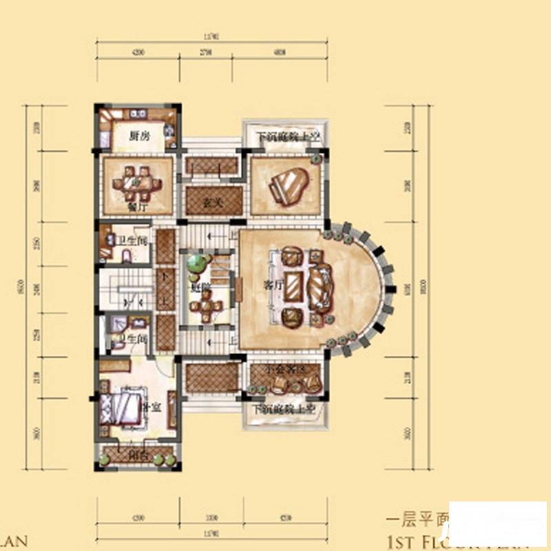 东海闲湖城别墅4室3厅5卫400㎡户型图