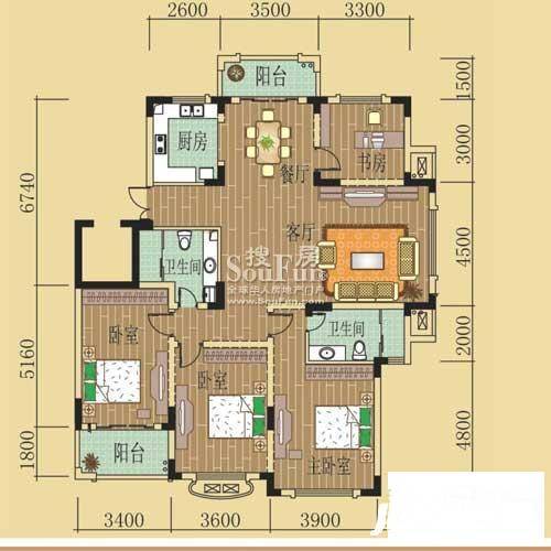 绿野春天别墅4室2厅2卫177㎡户型图