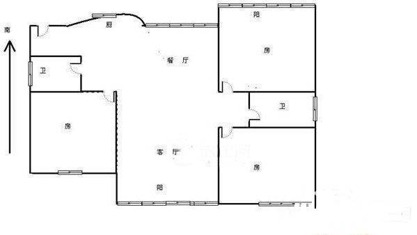 在水一方公寓3室2厅2卫149㎡户型图