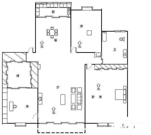 运河人家3室2厅1卫133㎡户型图