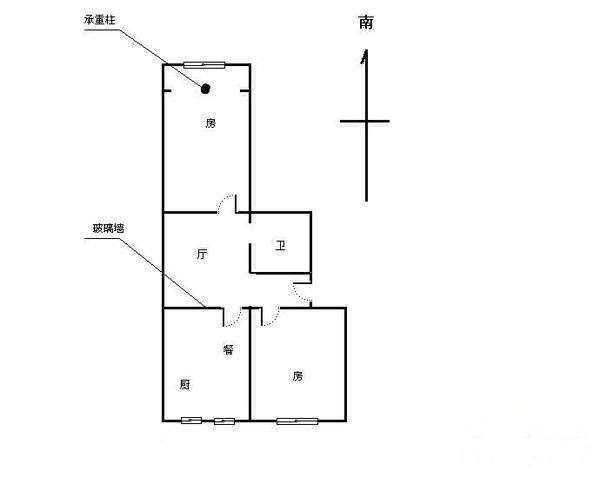 河缸桥2室1厅1卫59㎡户型图