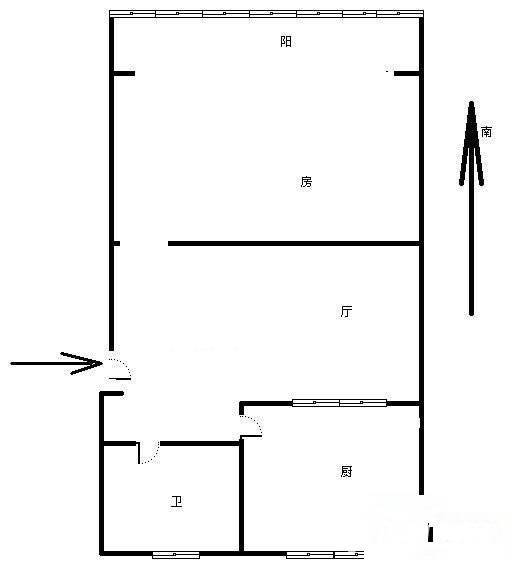 董家弄1室1厅1卫36㎡户型图