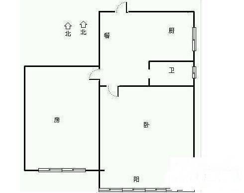 董家弄2室1厅1卫50㎡户型图