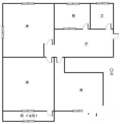 董家弄3室1厅1卫50㎡户型图