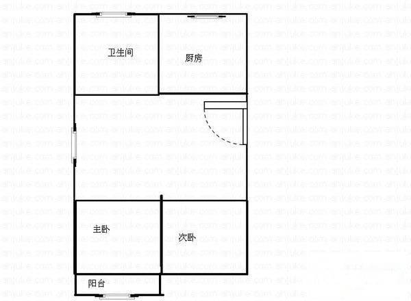 杭钢北苑2室2厅1卫72㎡户型图