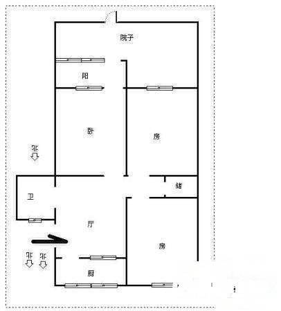 吉庆院3室1厅1卫73㎡户型图