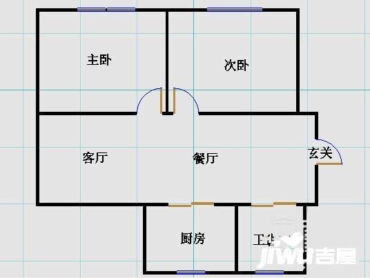 新星小区2室2厅1卫100㎡户型图