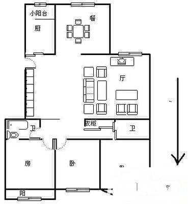 青莎阁3室2厅2卫130㎡户型图