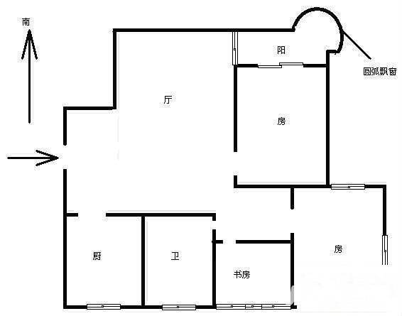 求是新村3室2厅1卫95㎡户型图