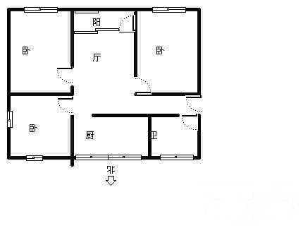 求是新村3室1厅1卫71㎡户型图