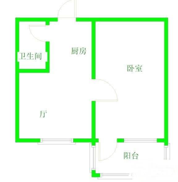 求是新村1室1厅1卫48㎡户型图