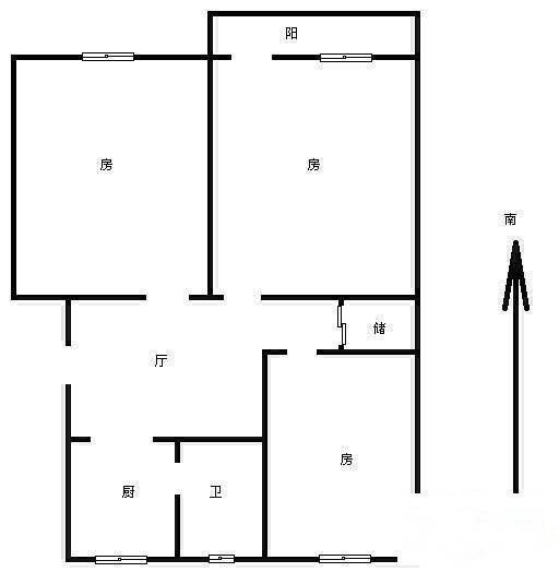 求是新村3室2厅1卫95㎡户型图