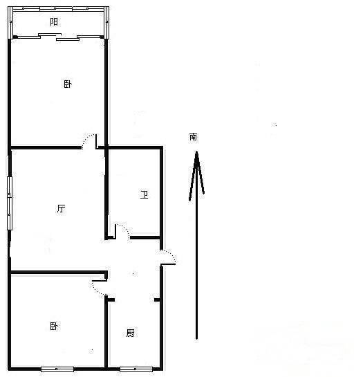 信鸿花园2室1厅1卫80㎡户型图