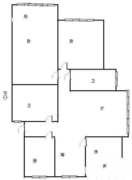 信鸿花园3室2厅2卫98㎡户型图