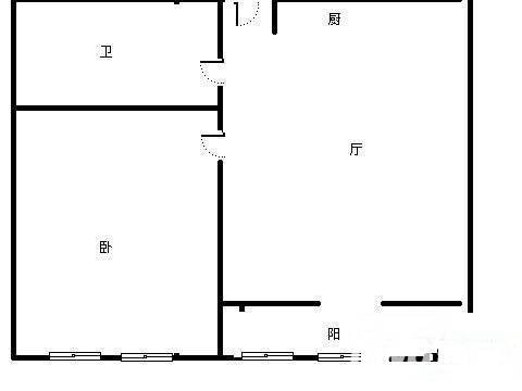 新月公寓1室1厅1卫50㎡户型图