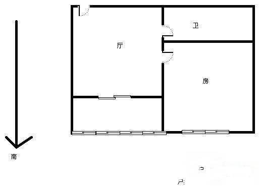 新月公寓1室1厅1卫50㎡户型图