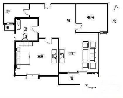 南岸花城2室1厅1卫80㎡户型图