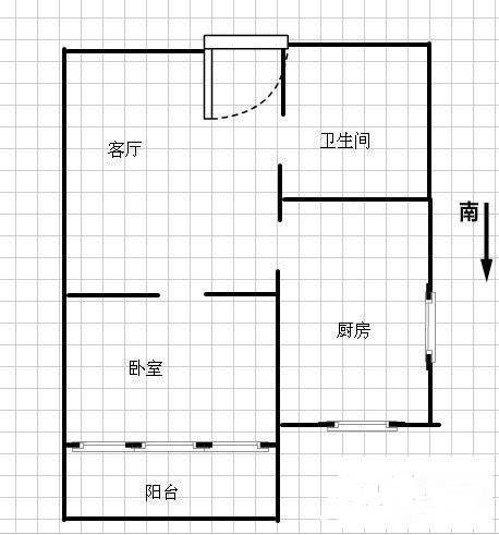 百瑞广场1室1厅1卫51㎡户型图