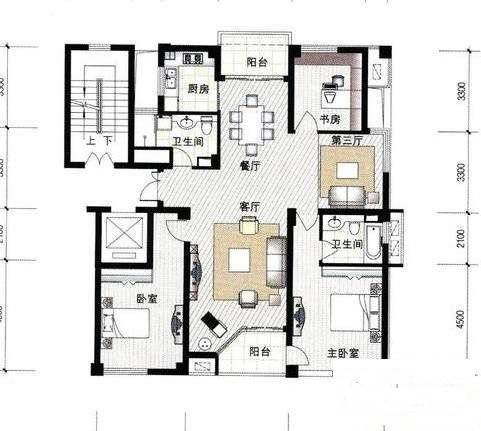 绿都泰富广场公寓2室1厅1卫113㎡户型图