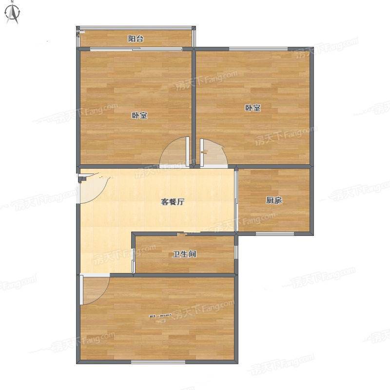 保俶北路小区3室1厅0卫66㎡户型图