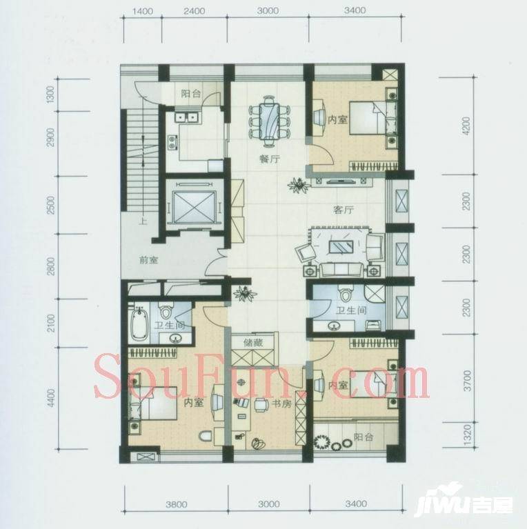 南岸明珠4室2厅2卫170㎡户型图