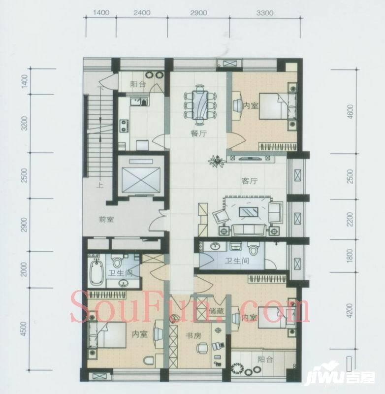 南岸明珠4室2厅2卫170㎡户型图