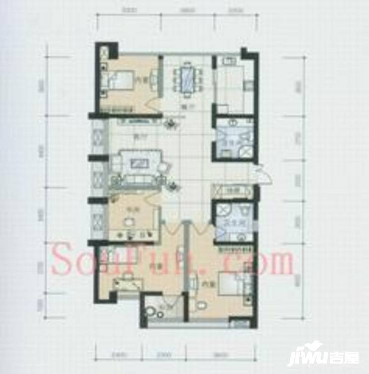 南岸明珠4室2厅2卫170㎡户型图