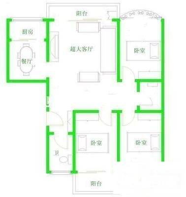 绿园3室2厅2卫156㎡户型图