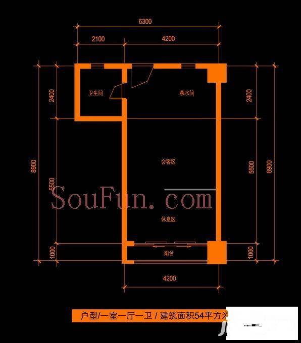 斯坦福2（平方）1室1厅1卫47㎡户型图