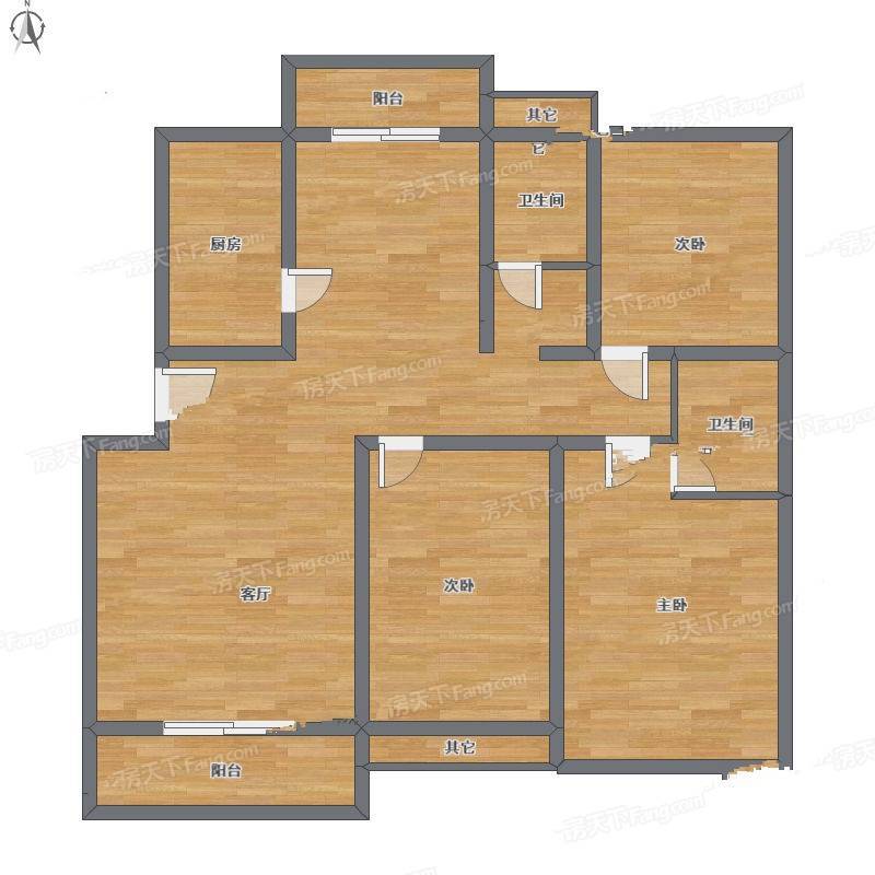 萧山金城花园3室1厅0卫127㎡户型图