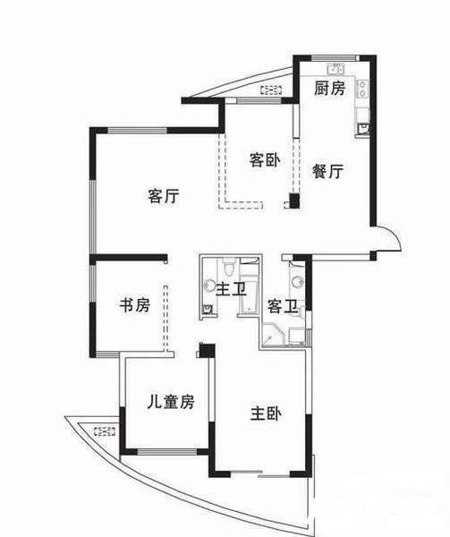 天阳棕榈湾4室2厅2卫85㎡户型图