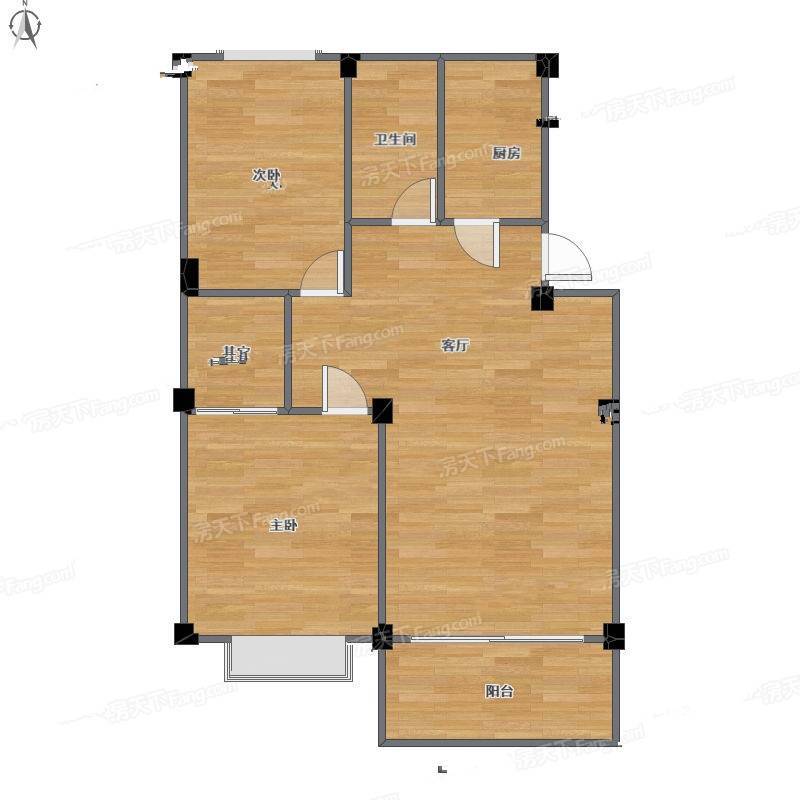 绿建北秀蓝湾2室1厅0卫88㎡户型图