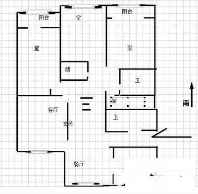水木清华公寓3室2厅1卫141㎡户型图