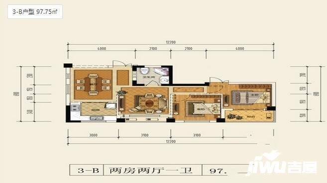 正易上塘春苑公寓2室2厅1卫97.8㎡户型图